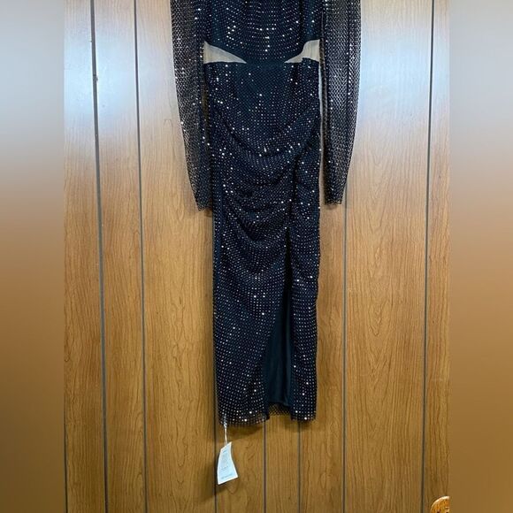 Self-Portrait Diamante Fishnet Midi-Dress size 4 - Picture 13 of 16